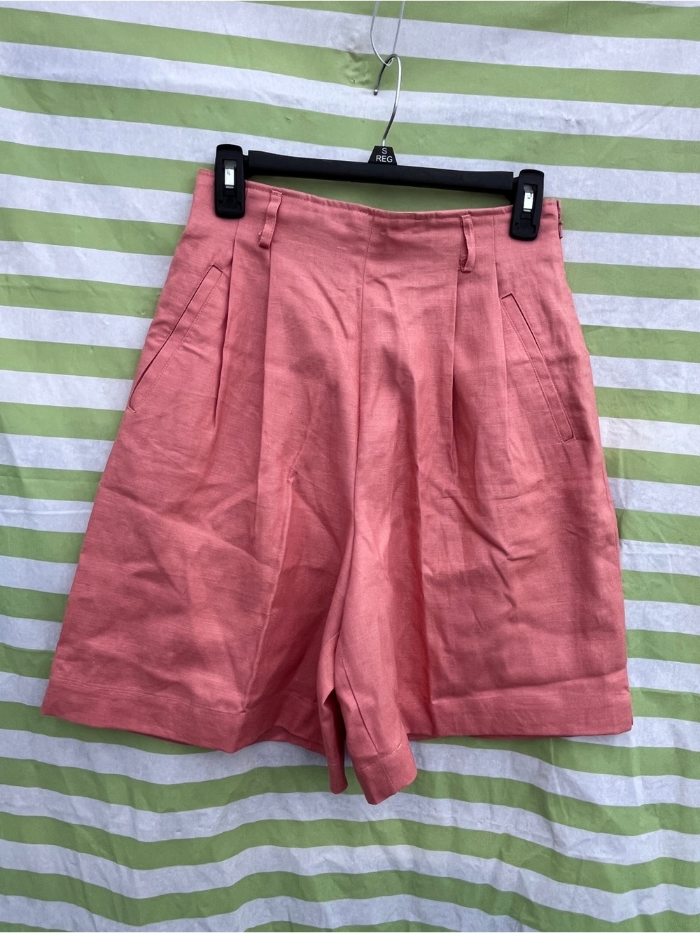 Talbots Coral Pink High-Waist Pleated Bermuda Shorts